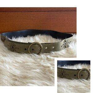 Olive Green Studded Women's Belt